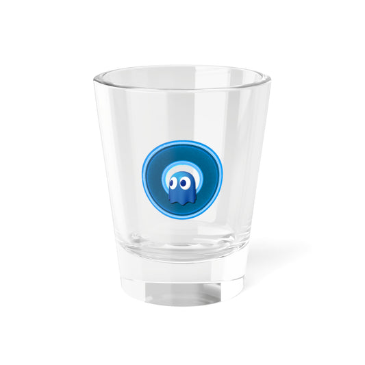 Bad Fishy Too - "Story of this Shot Glass" - Shot Glass, 1.5oz - rustic blue/light blue donut