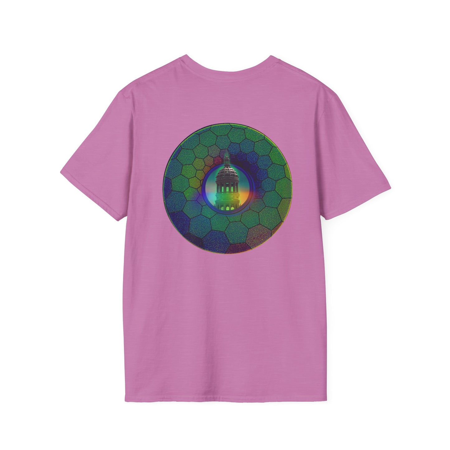 Classic Donut Tee - Unisex Soft-Style - "Save the Mondegreen City Hall Clock Tower" - hexadonut - series 1.0 -variant 1 - green donut