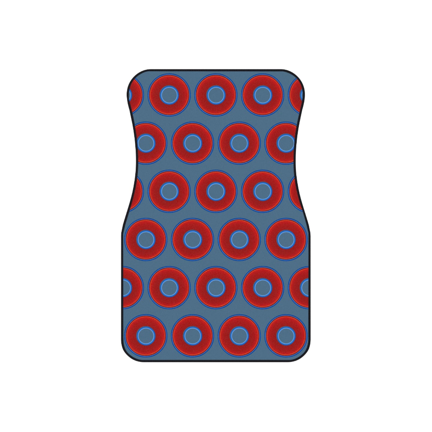 Contacted Car Mats - Set of 2/Front - vivid donut print w/steel blue background