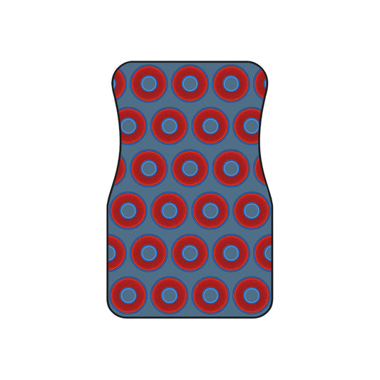Contacted Car Mats - Set of 2/Front - vivid donut print w/steel blue background
