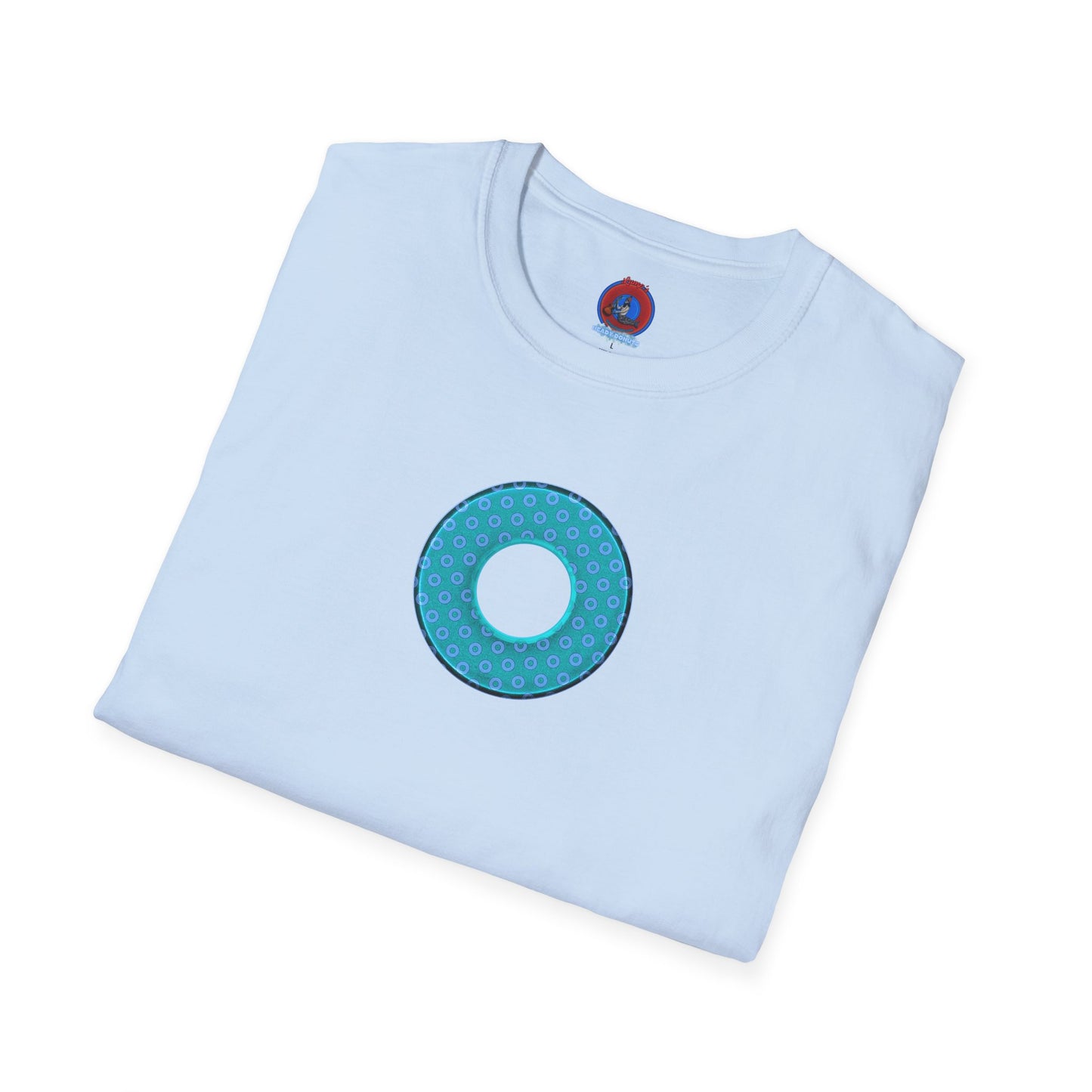 Plain Donuts/Unisex Soft-Style - "Plain Electric Paradoxical Donuts" - light teal/purple donuts