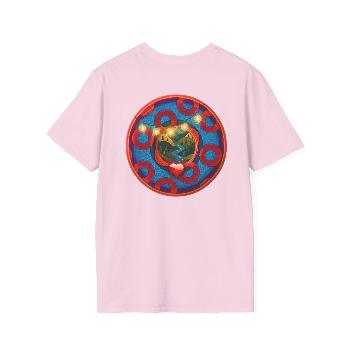 Classic Donut Tee - Unisex Soft-Style - "MORE Donuts Please" - rustic dark blue/red paradox donut - variant 2