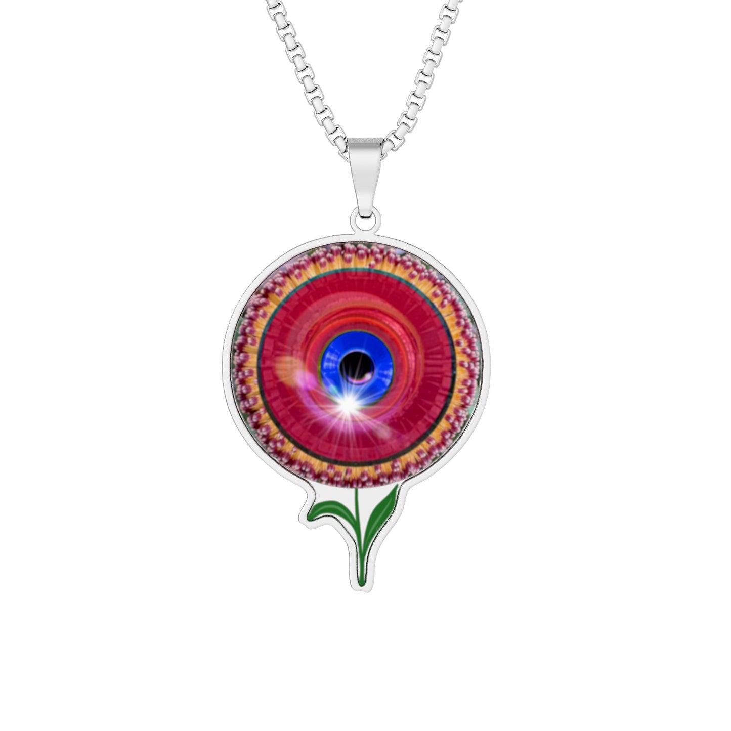 Lump's Heady Donut Necklace - 1" x 1" Stainless Steel Pendant - "Smell the Donuts on my Pendant" - red flour donut - variant 1