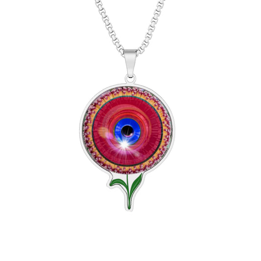 Lump's Heady Donut Necklace - 1" x 1" Stainless Steel Pendant - "Smell the Donuts on my Pendant" - red flour donut - variant 1