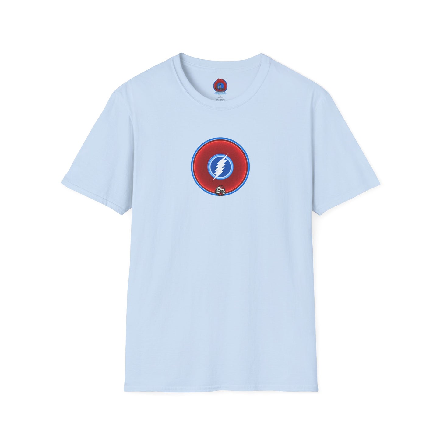 Classic Donut Tee - Unisex Soft-Style - The Grateful Donut" - vivid red/blue donut