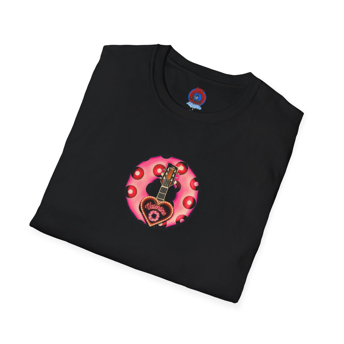 Classic Donut Tee - Unisex Soft-Style - "Would You Be My Donut?" - paradoxical faded magenta/red donut - variant 1