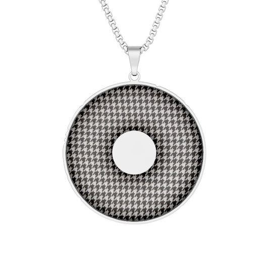 Lump's Heady Donut Necklace - 1" x 1" Stainless Steel Pendant - "Ricky's Trailer Park Donut" - houndstooth pattern donut