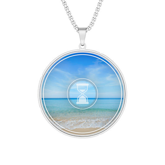Lump's Heady Donut Necklace - 1" x 1" Stainless Steel Pendant - "Sandy Donut Pendant" - ocean donut - variant 1
