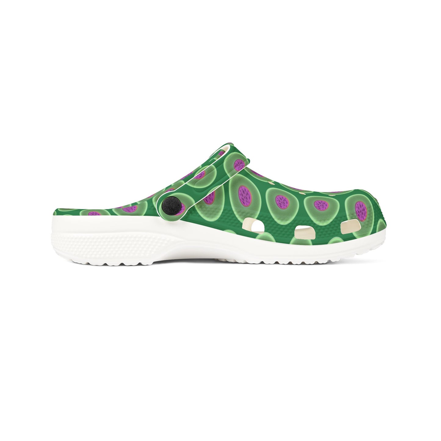 Spatchcocks - donut slip-on shoes - "The Donut Swimming By" - variant 1 - green phatty donuts w/green background background [unisex]