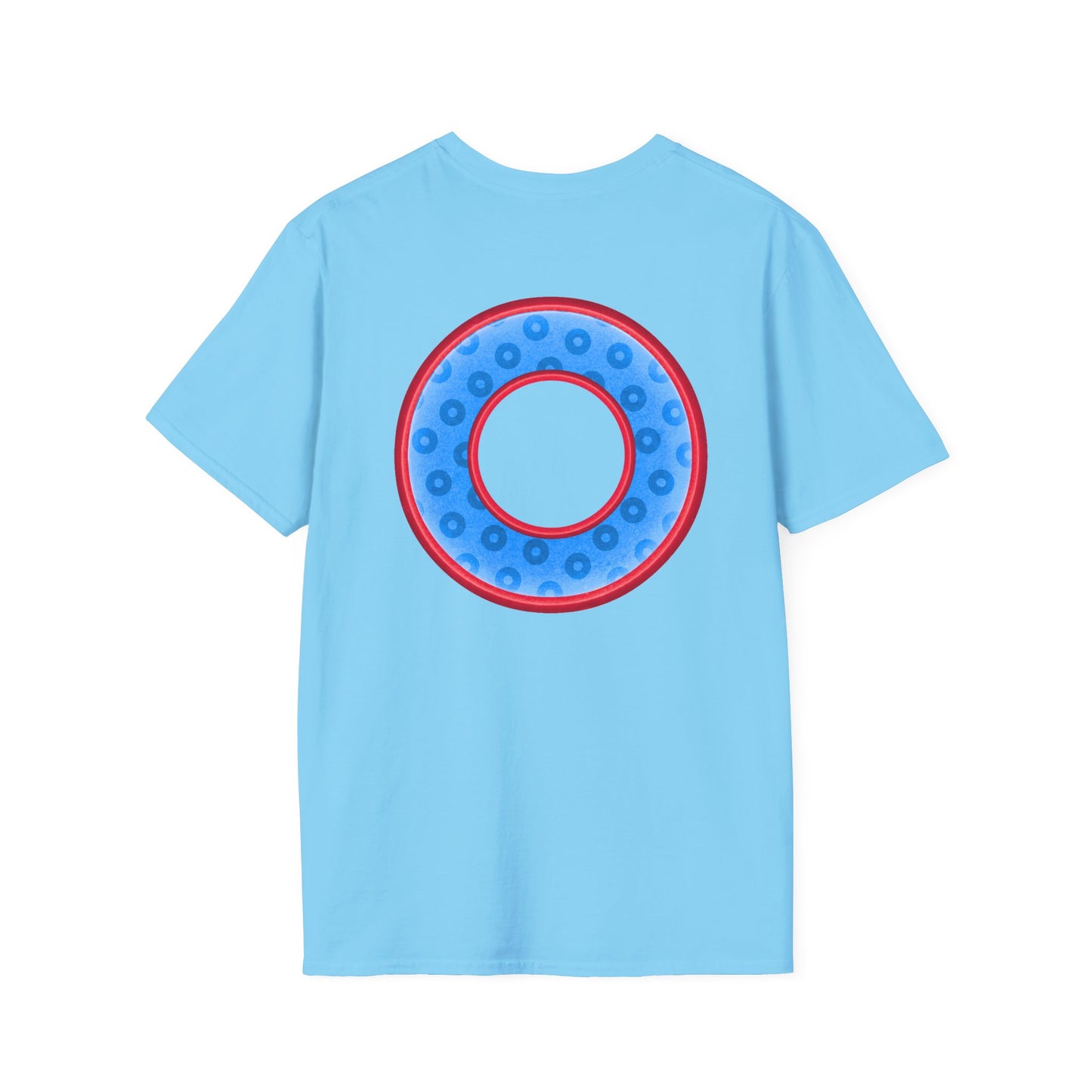 Plain Donuts/Unisex Soft-Style - "Plain Wide Mouthed Paradoxical Donuts" - light blue/red donuts
