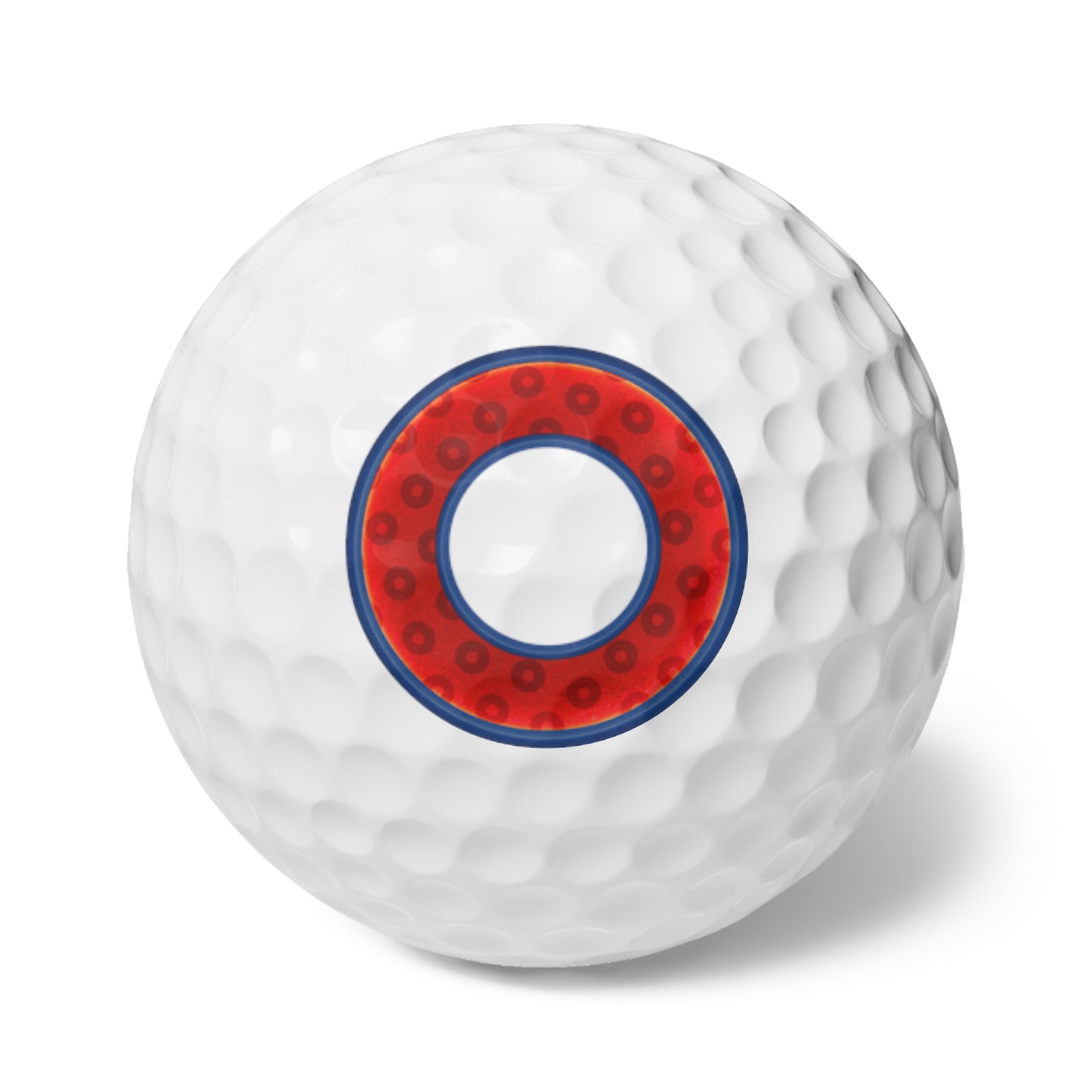 Lumpy Donut Golf Balls - 6-pack - "Widemouthed Paradox Donuts" - dark royal blue/red donuts