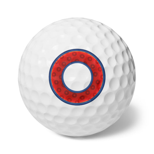 Lumpy Donut Golf Balls - 6-pack - "Widemouthed Paradox Donuts" - dark royal blue/red donuts