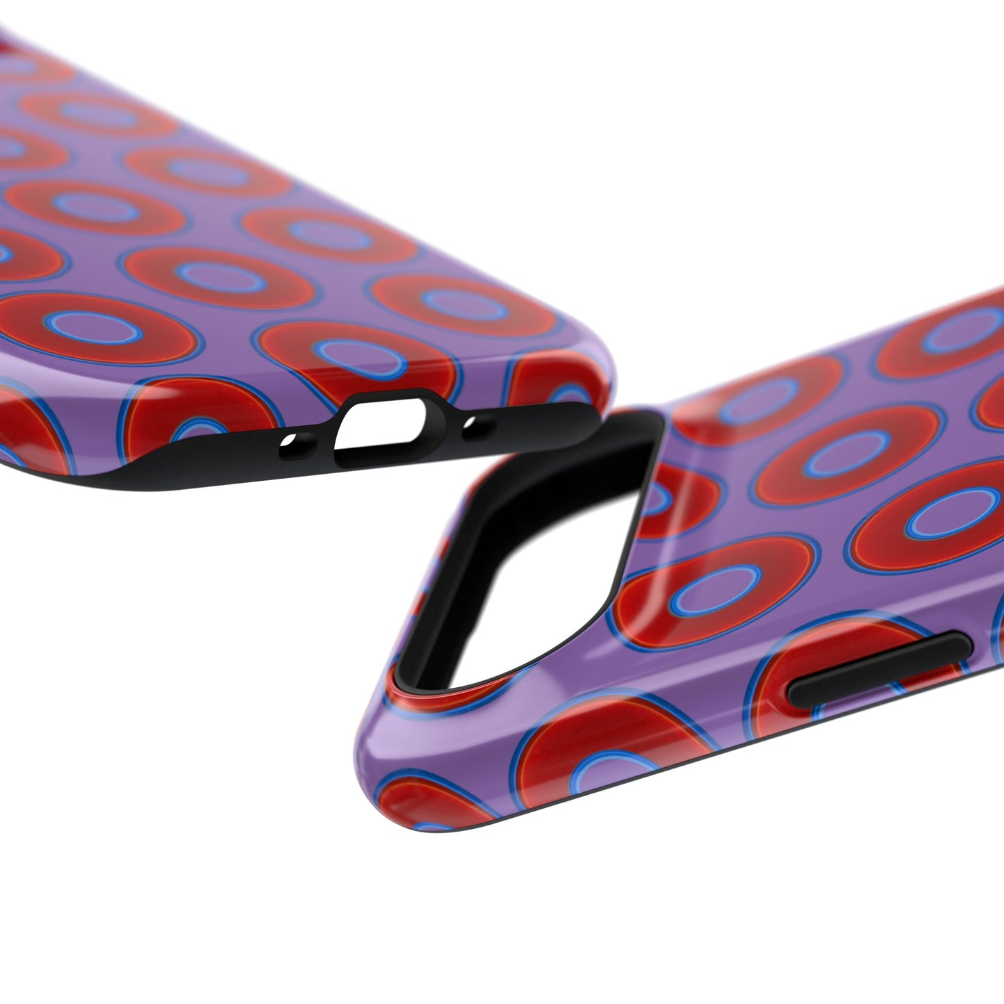 Impact-Resistant Lumpy Donut Case - red vivid donut print w/light purple background