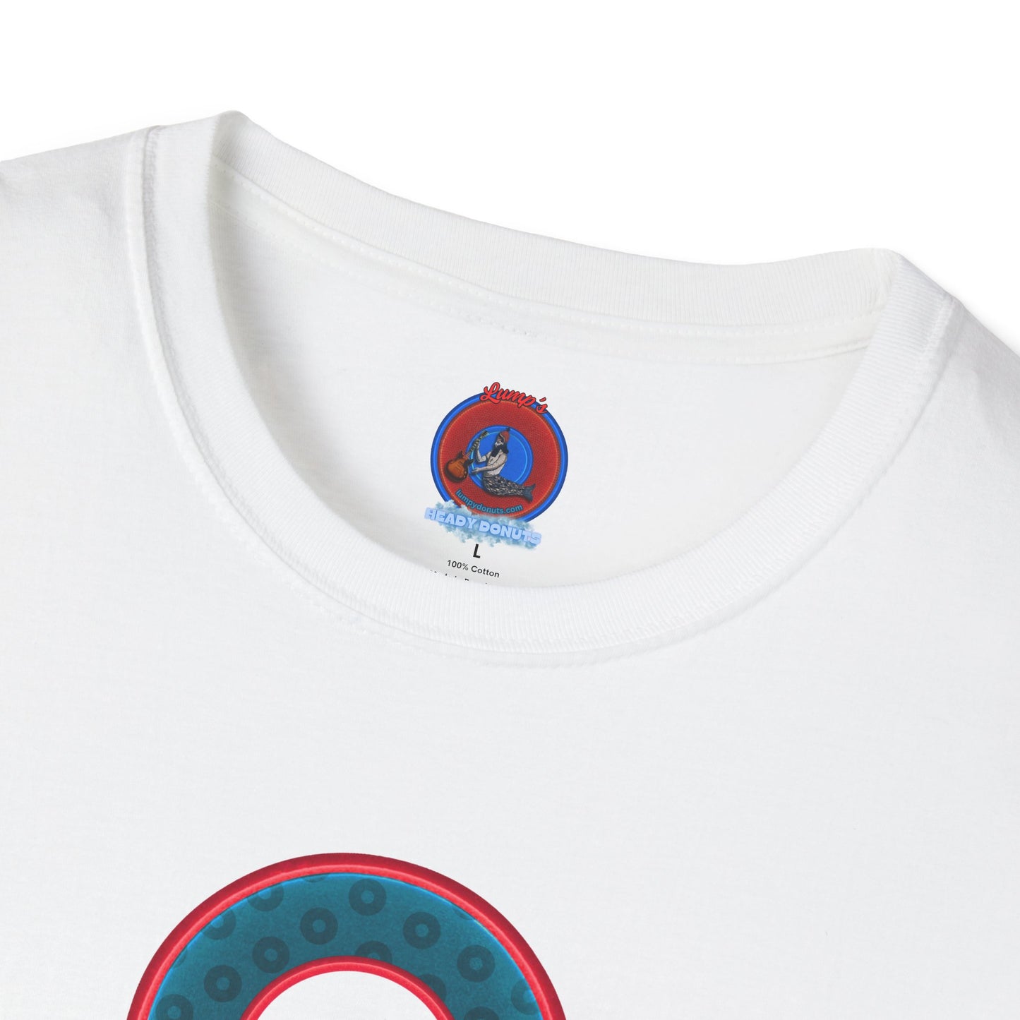Plain Donuts/Unisex Soft-Style - "Plain Wide Mouthed Paradoxical Donuts" - dark aquamarine blue/red donuts