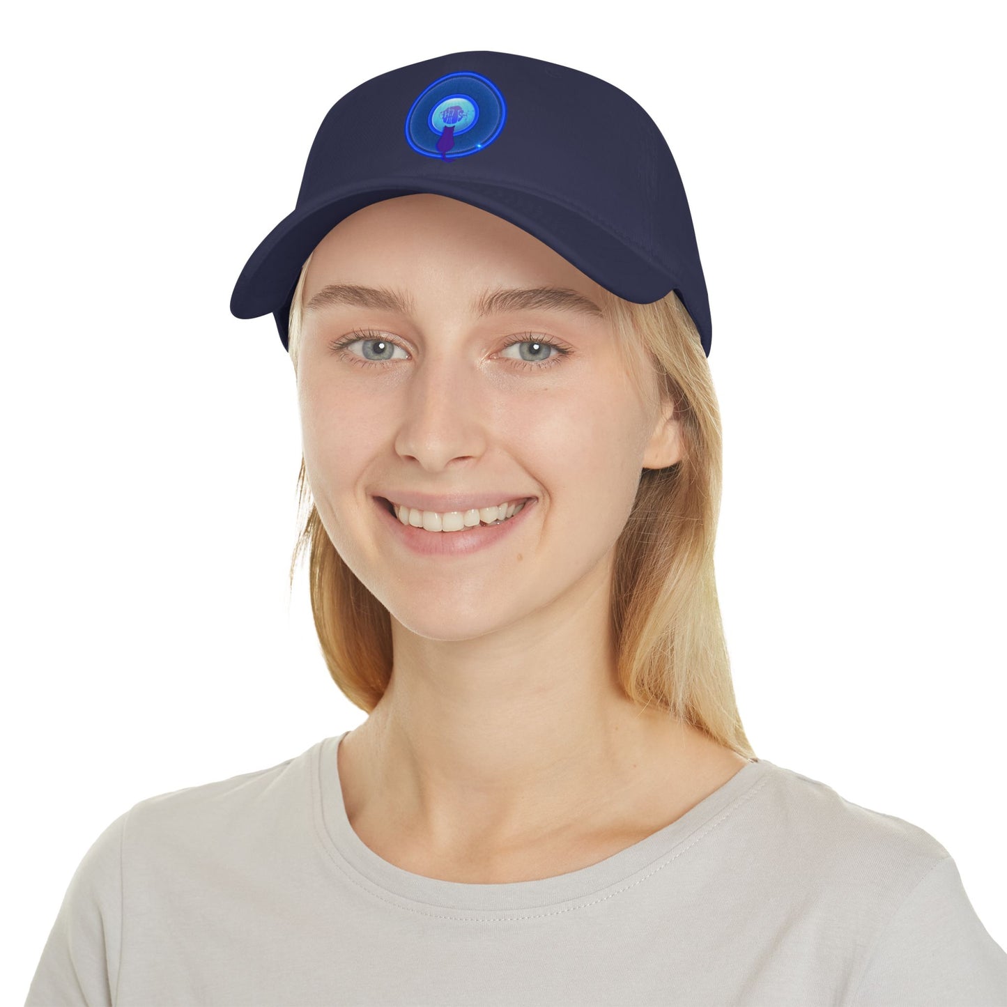Lumpy Donut Baseball Cap - "My Pet Cat's Donut Cap" - rustic blue/blue feline donut w/ - variant 2
