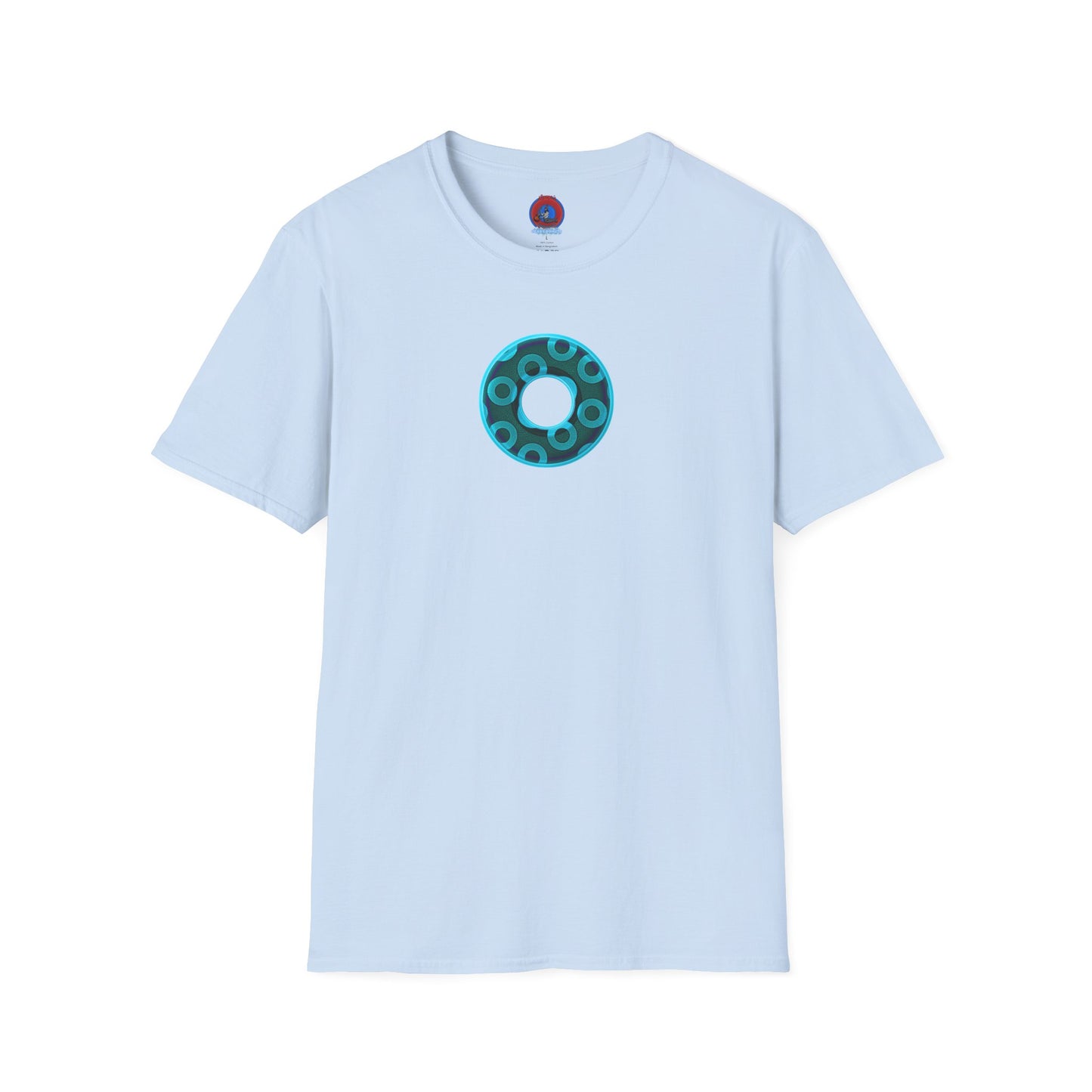 Plain Donuts/Unisex Soft-Style - "Plain Rustic Paradoxical Donuts" - light aquamarine/dark teal donuts