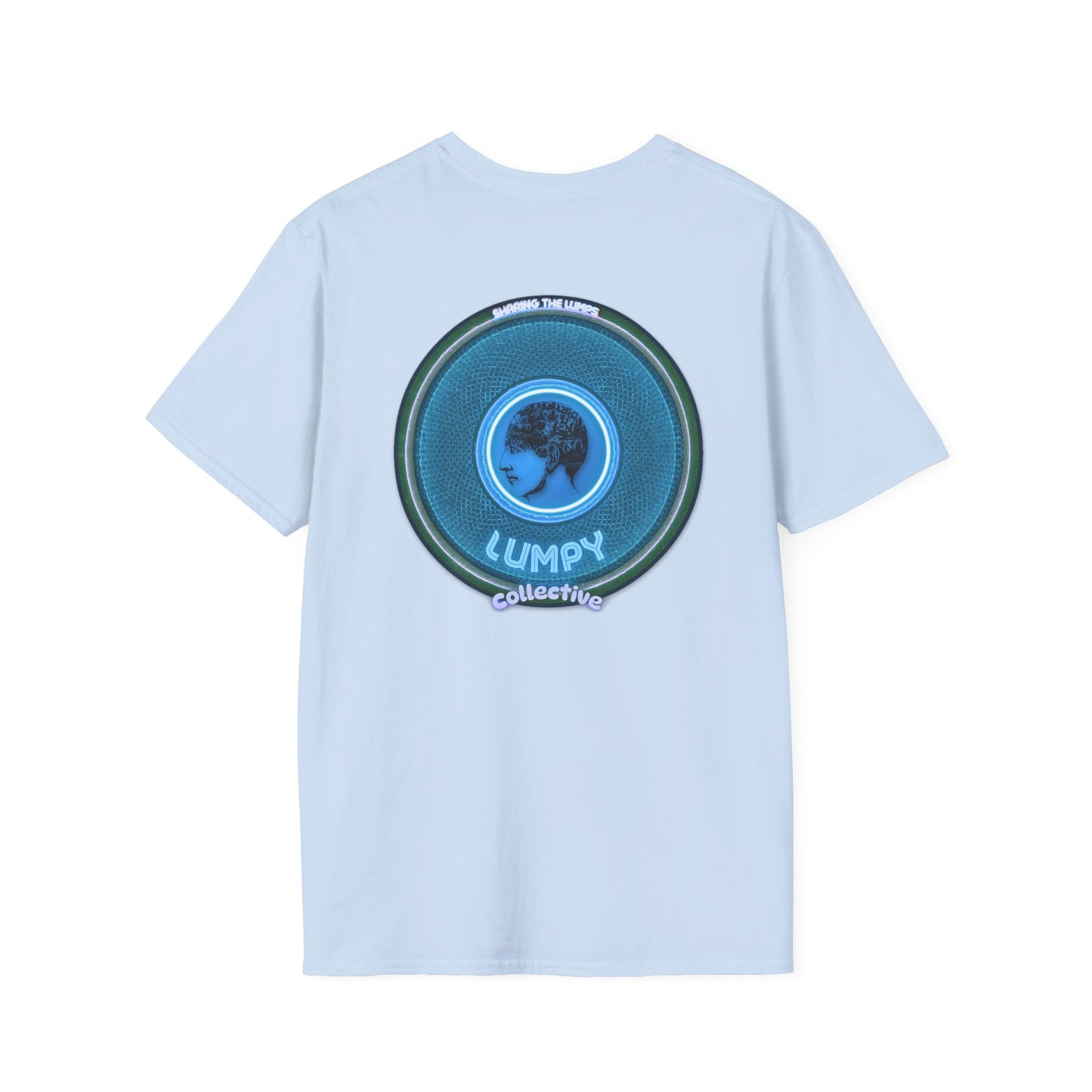 Classic Donut Tee - Unisex Soft-Style - "Lumpy Collective Donut" - aquamarine blue/green lumpy donut - variant 3