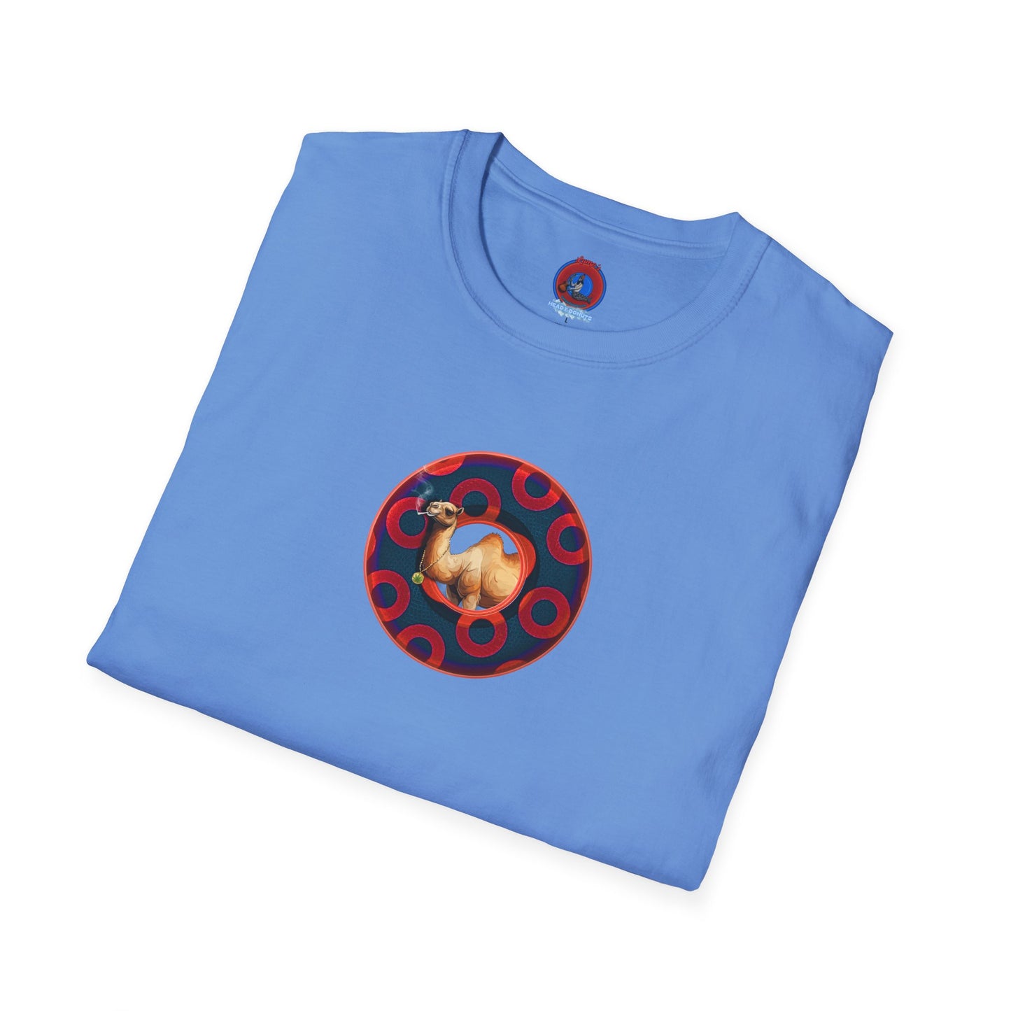 Classic Donut Tee - Unisex Soft-Style - "Joe Camel's Super Cool Donut" - rustic paradox donut - dark navy/red donuts