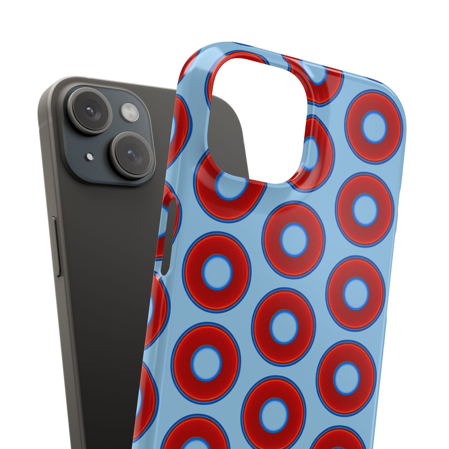 Lumpy Donut Snap Case - red vivid donut print w/sky blue background