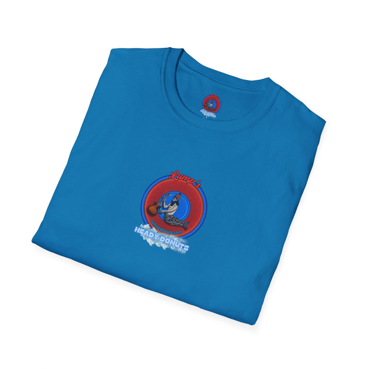 Classic Donut Tee - Unisex Soft-Style - "Lump's Heady Donuts Logo" - series 1.0  - red/blue rustic donut