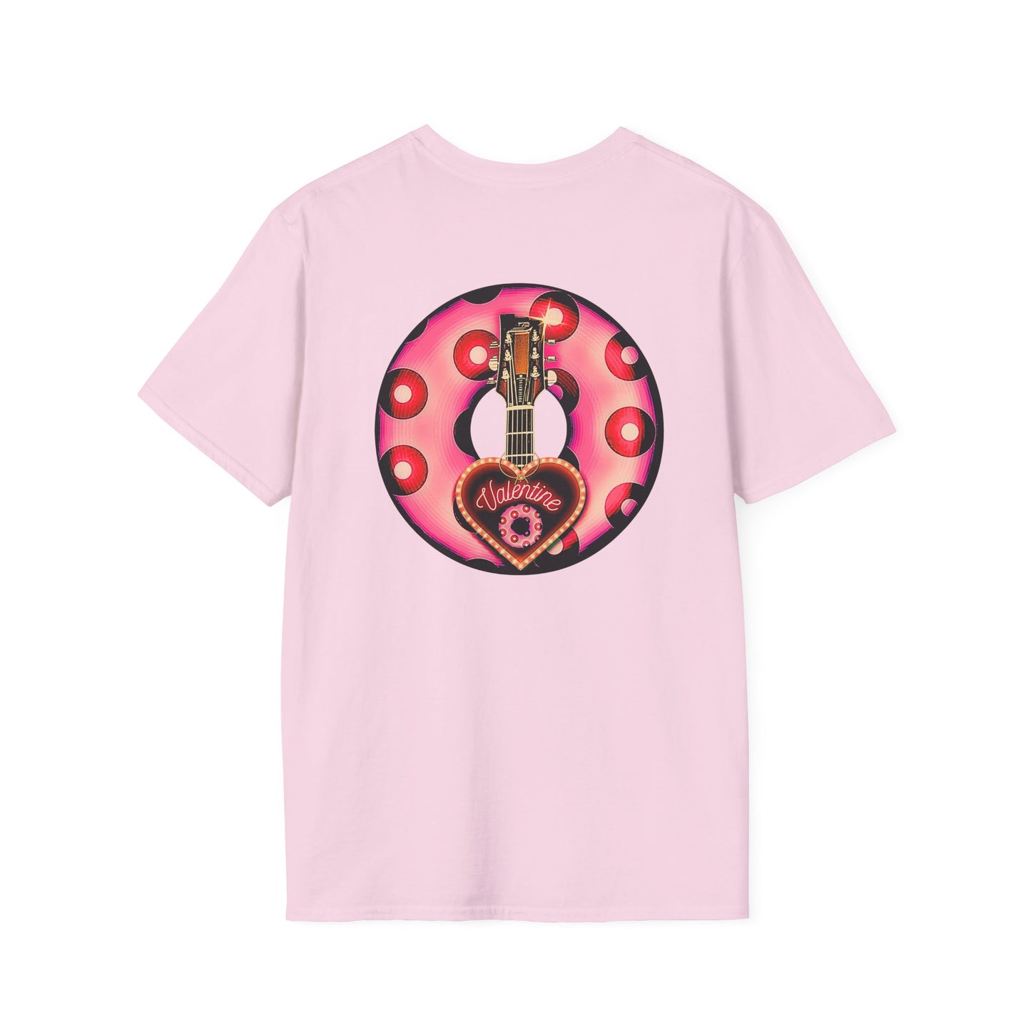 Classic Donut Tee - Unisex Soft-Style - "Would You Be My Donut?" - paradoxical faded magenta/red donut - variant 13