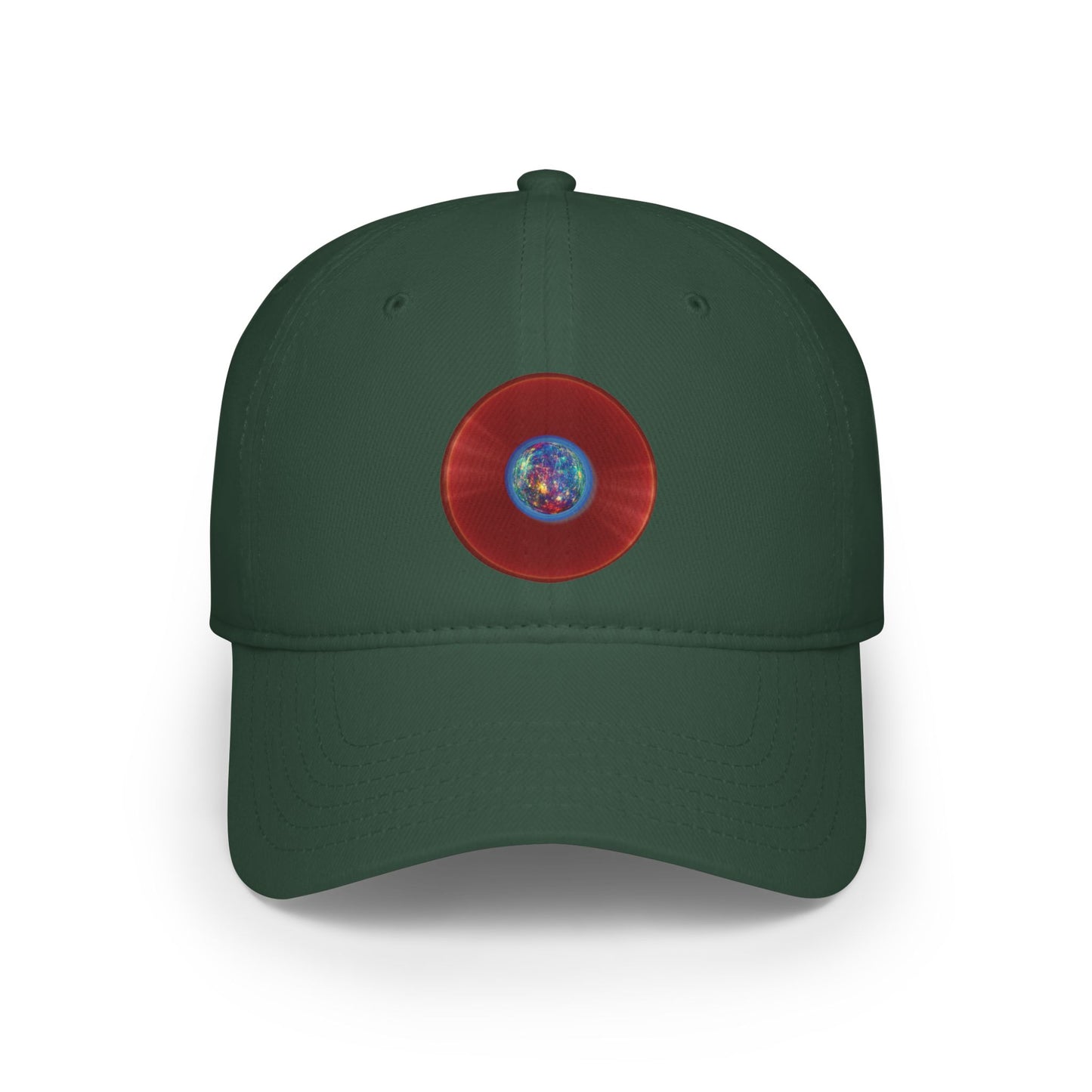 Lumpy Donut Baseball Cap - "Donut of the Gods" - variant 1 - vivid red record donut w/