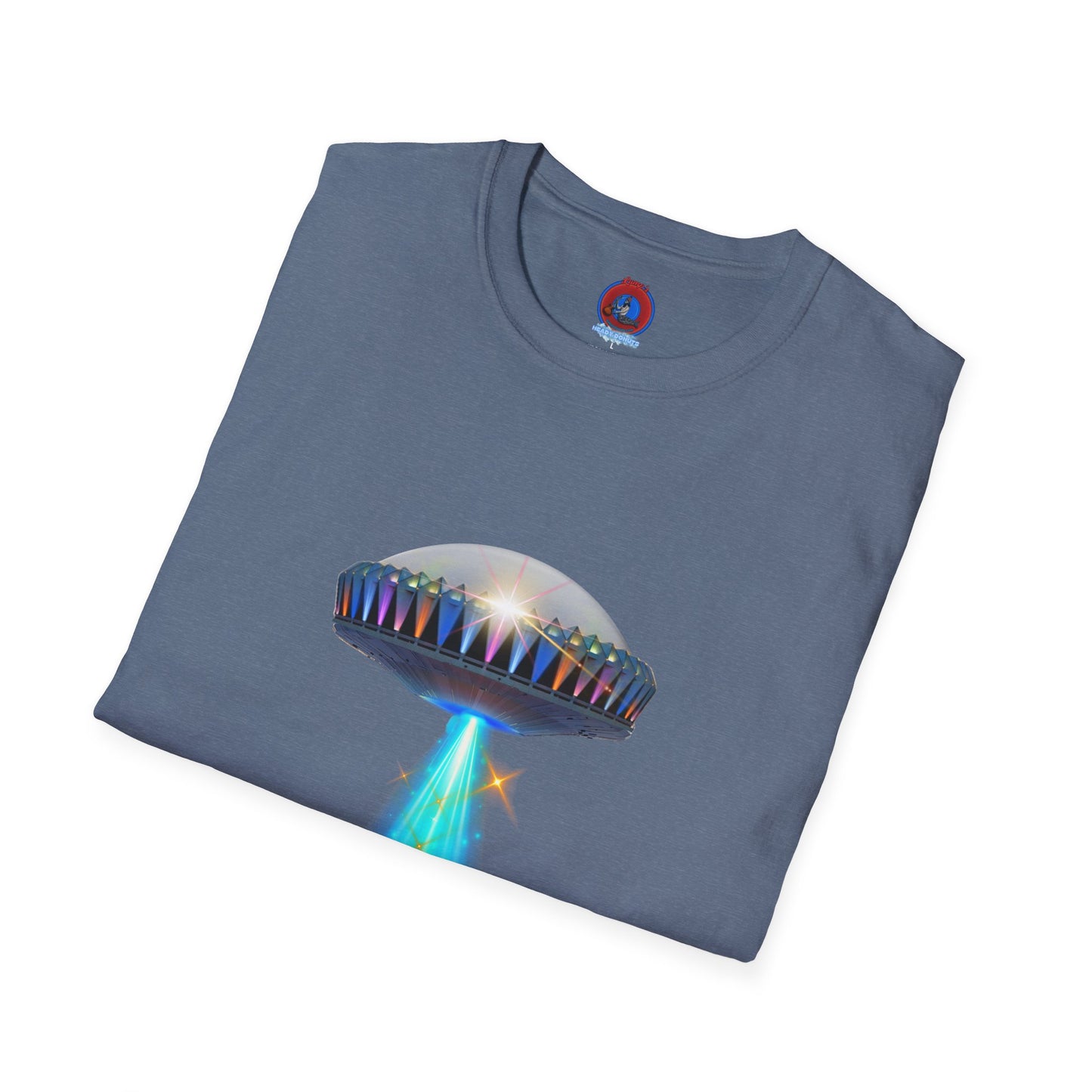 Classic Donut Tee - Unisex Soft-Style - "Donuts now Served on the Mothership" - series 1.0  - variant 6  - tractor-beamed donut