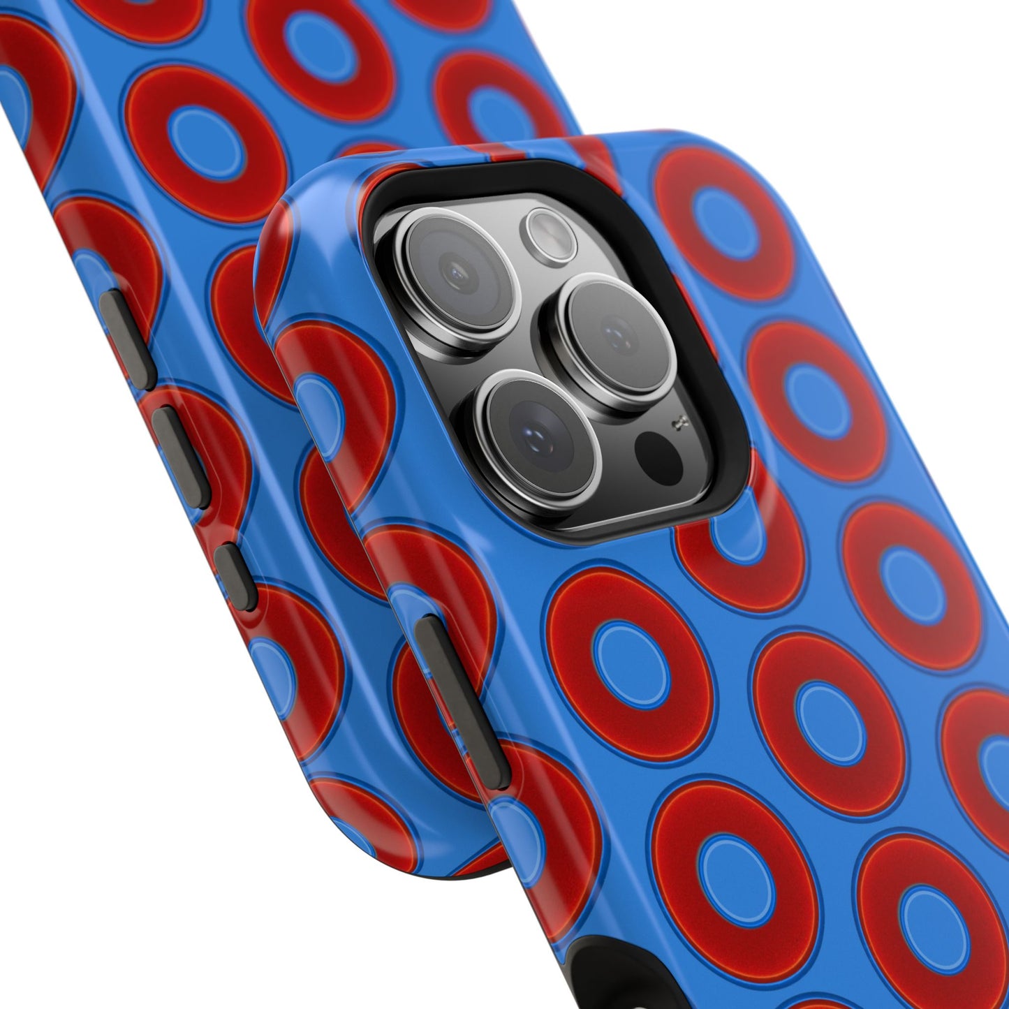 Magnetic Tough Donut Case - red vivid donut print w/light royal blue background