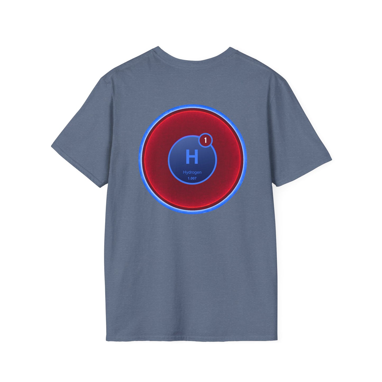 Classic Donut Tee - Unisex Soft-Style - "I am 10% Hydrogen Tee" - vivid red/light blue donut