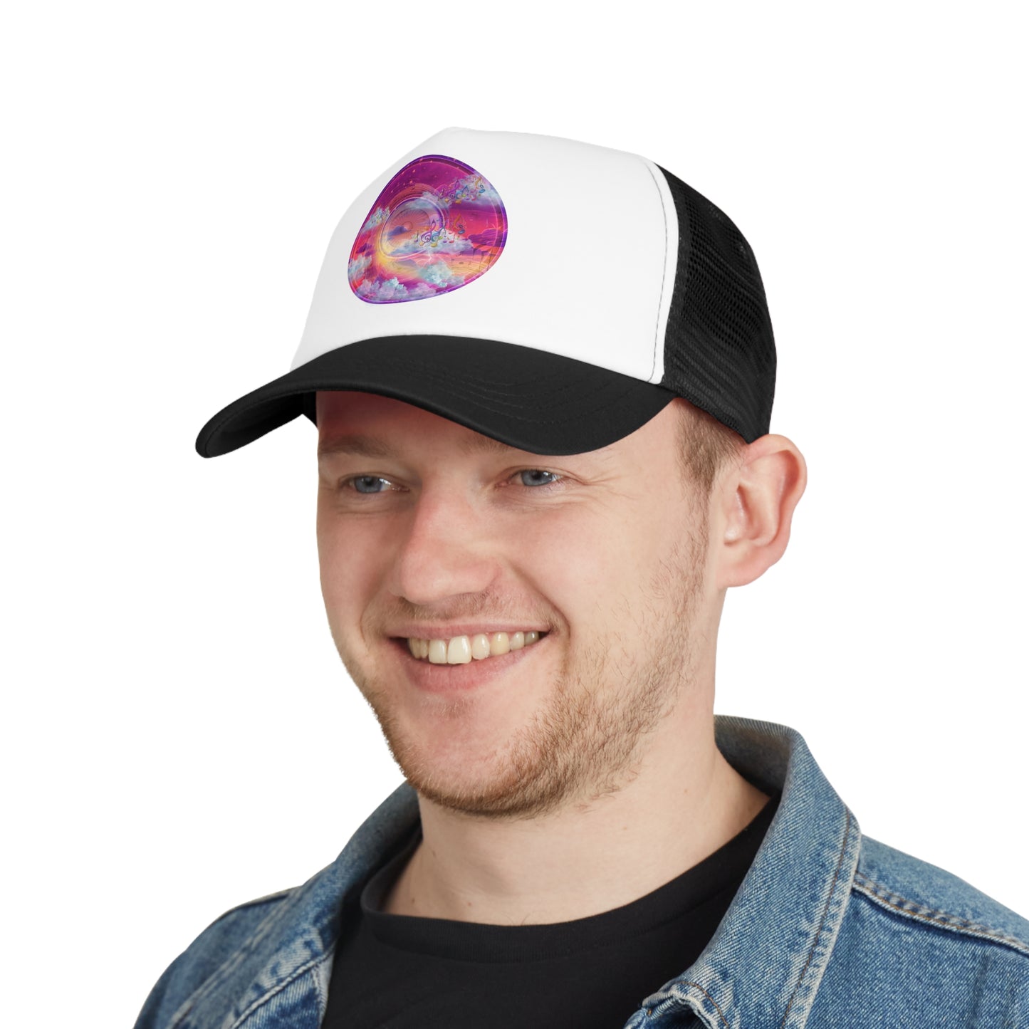 Lumpy Trucker Hat - "Conjurers of Donuts" - purplish/magenta donut