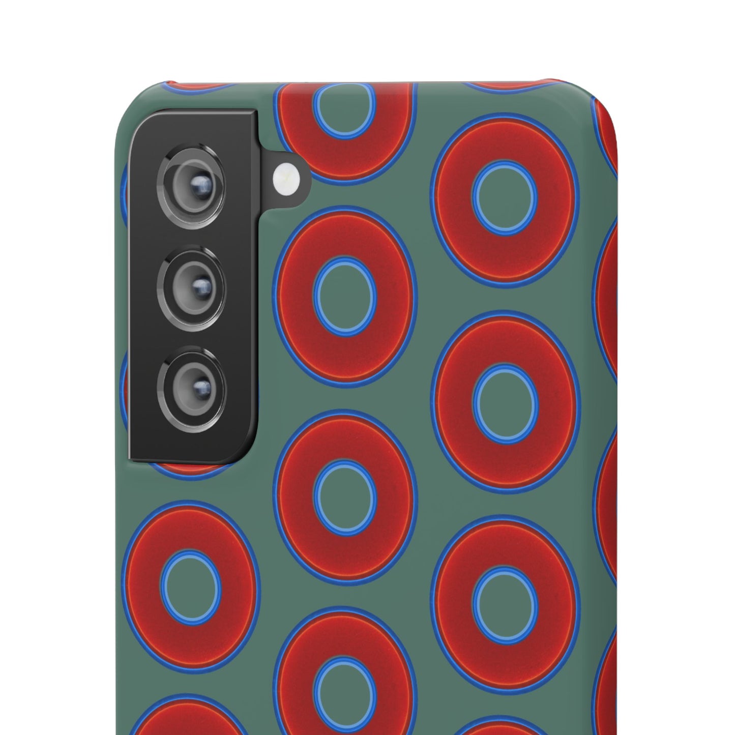 Lumpy Donut Snap Case - red vivid donut print w/Fenway green background