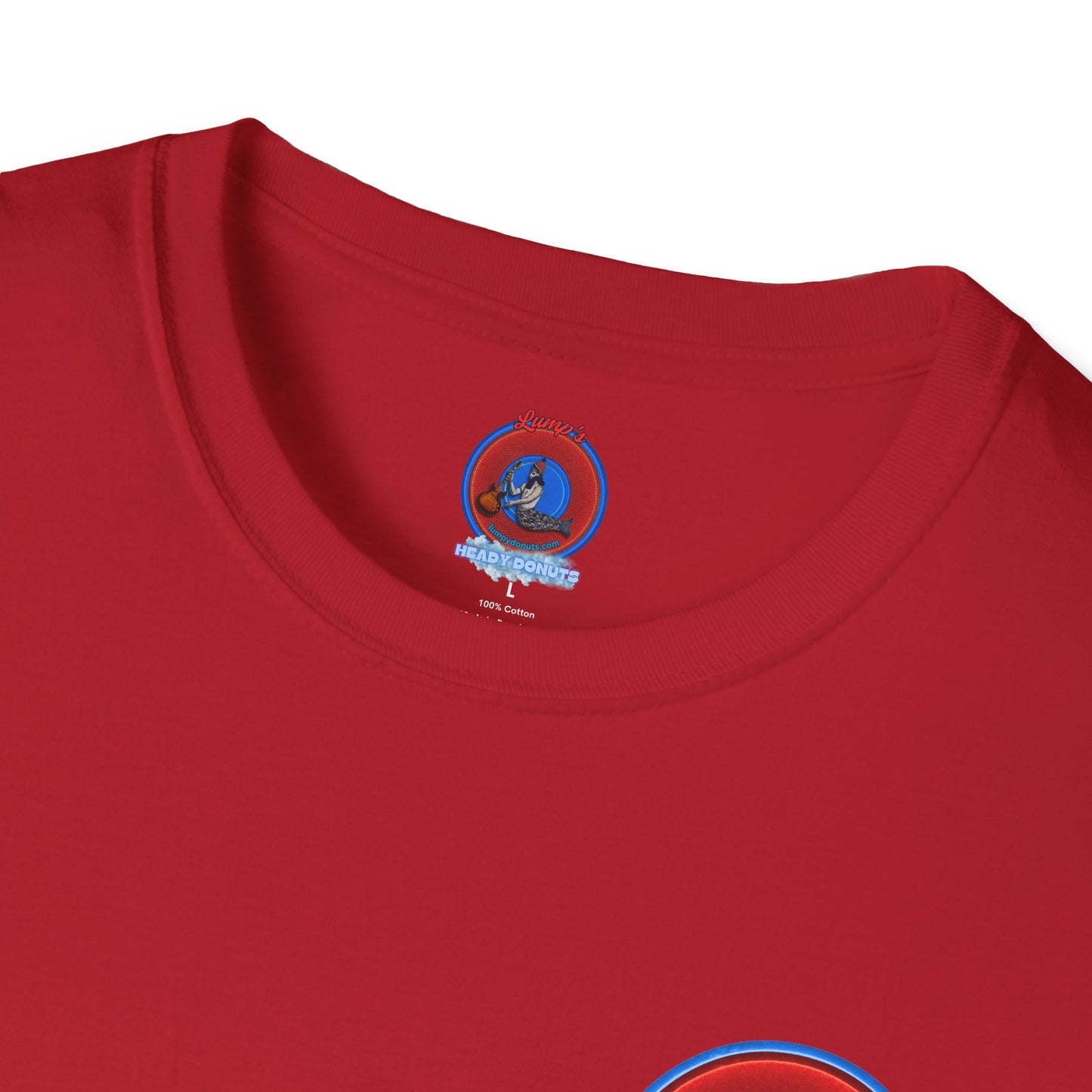 Classic Donut Tee - Unisex Soft-Style - "Rage Side Donut" - vivid red donut - variant 1