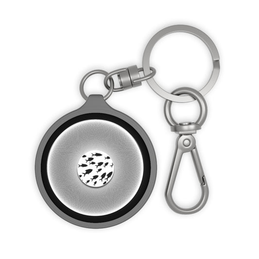 Lumpy Donut Keychain - "Swimming By" - series 1.0 - variant 3 - white donut
