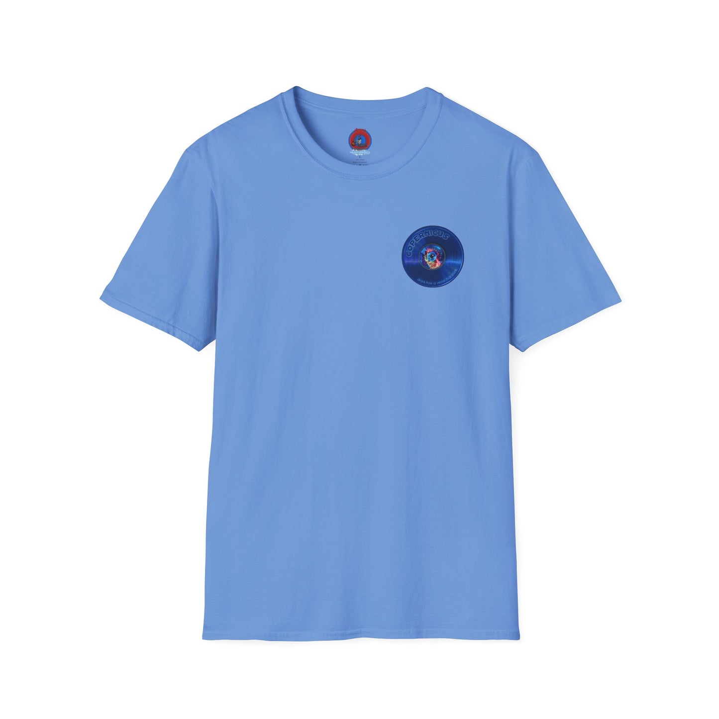 Classic Donut Tee - Unisex Soft-Style - "Drunken Copernicus" - series 1.0 - variant 1 - blue donut