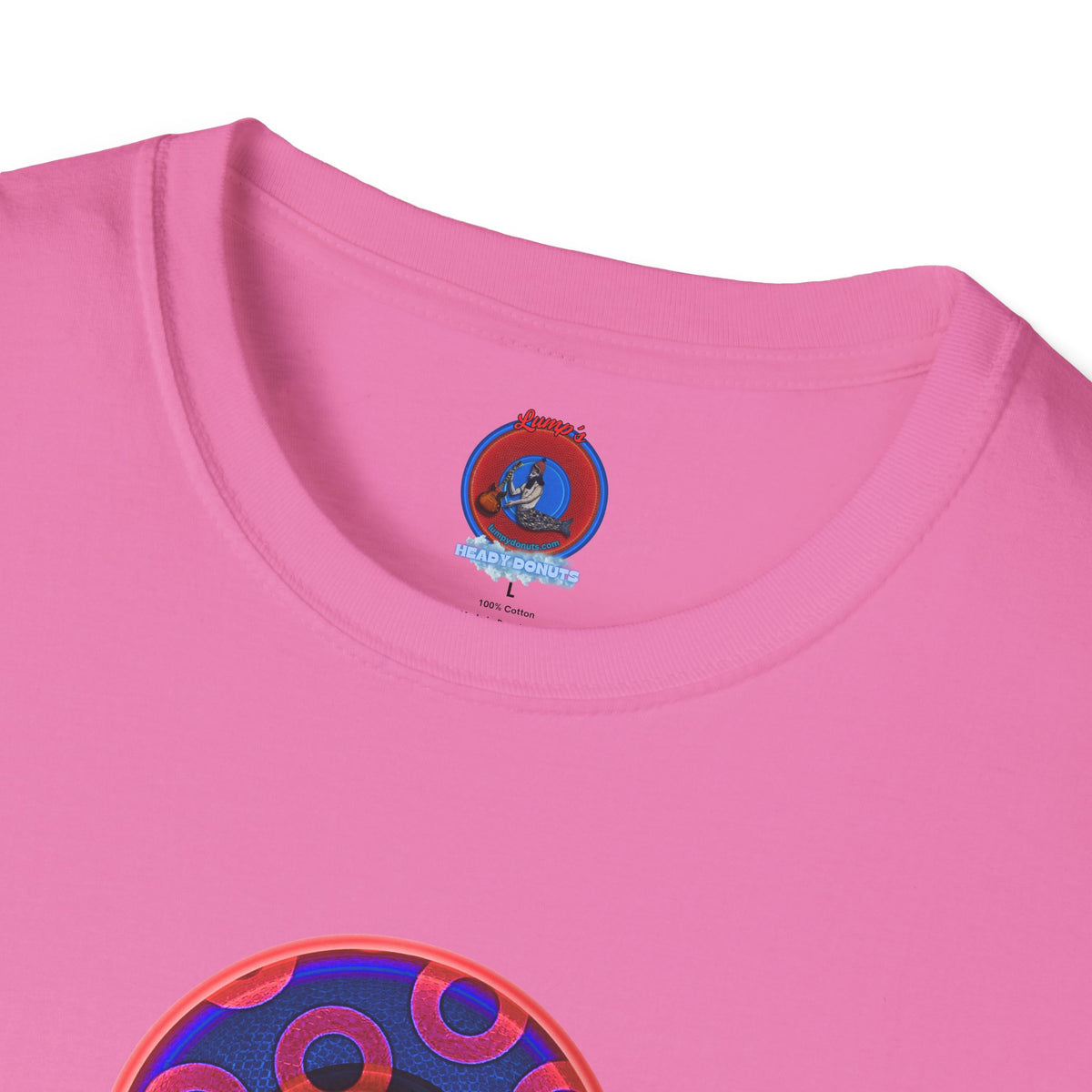 Classic Donut Tee - Unisex Soft-Style - "Wooked Cream - YEMSG Donut " - dark electric blue/red rustic paradox donut - variant 2