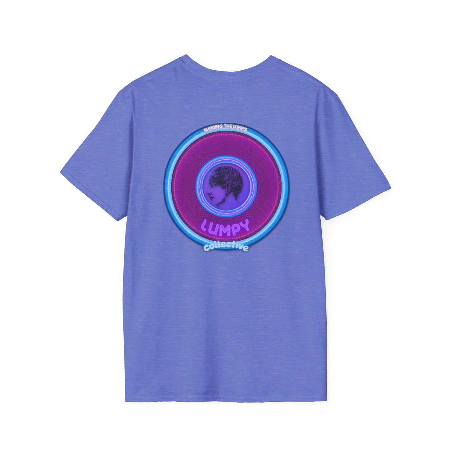 Classic Donut Tee - Unisex Soft-Style - "Lumpy Collective Donut" - rustic purple/light blue lumpy donut - variant 2