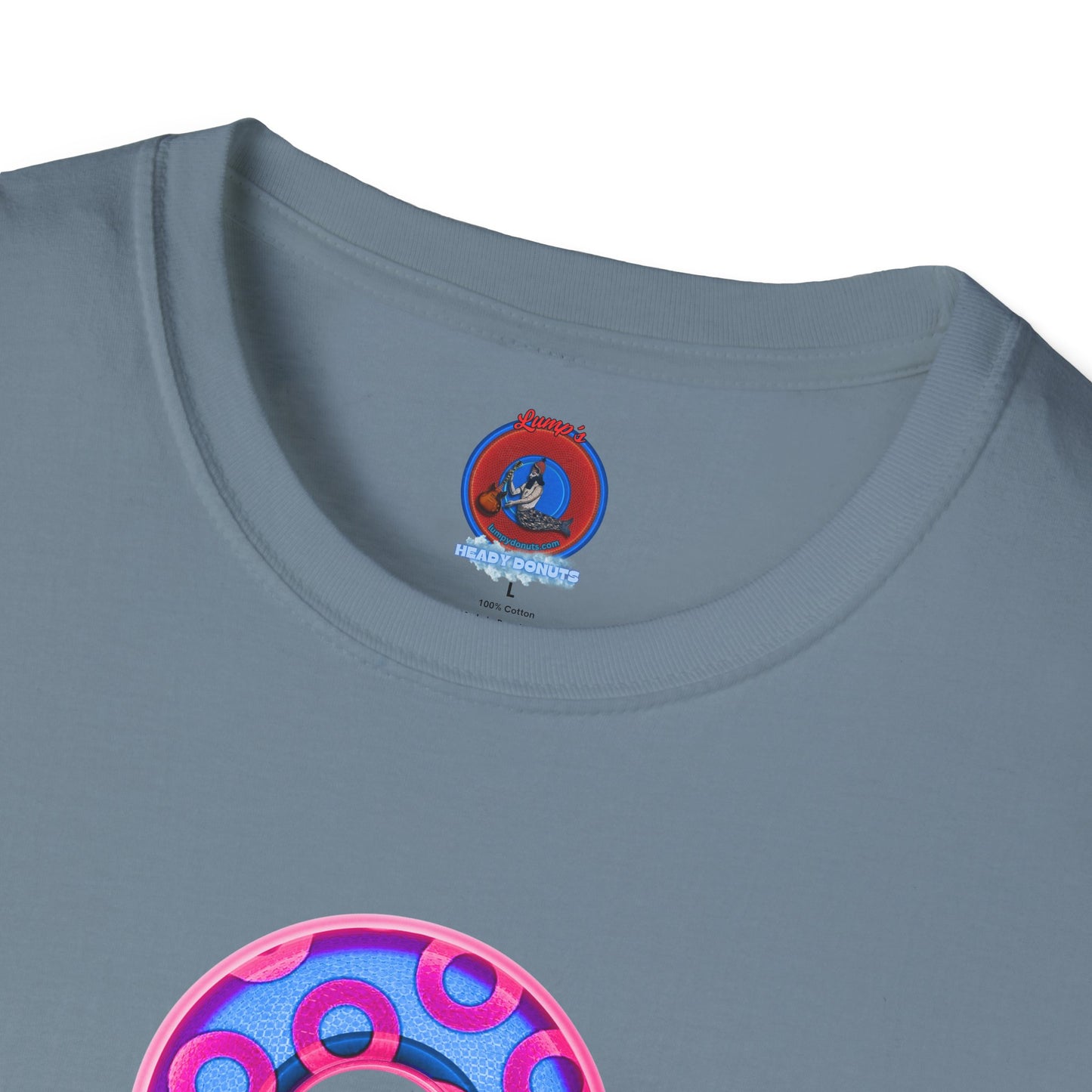 Plain Donuts/Unisex Soft-Style - "Plain Rustic Paradoxical Donuts" - light blue/magenta donuts