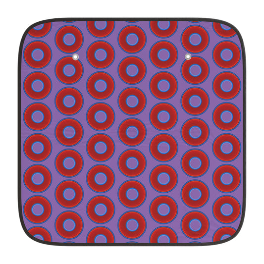 Automotive Donut Sun Shade - red vivid donuts w/light purple background