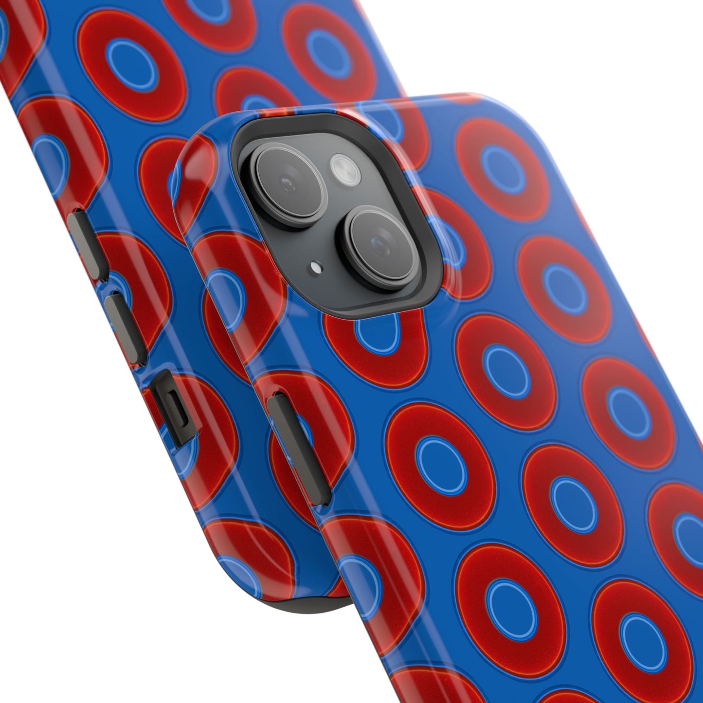 Magnetic Tough Donut Case - red vivid donut print w/dark royal blue background