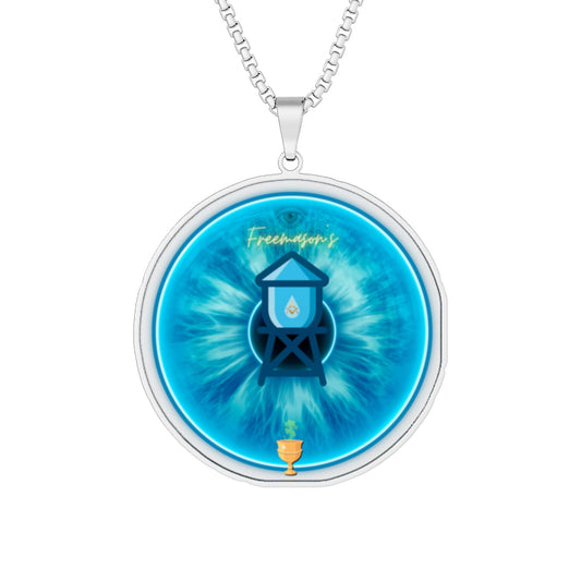 Lump's Heady Donut Necklace - 1" x 1" Stainless Steel Pendant - "NICU2 Donut Pendant" - light blue vivid idonut - w/stanky vessel - variant 3