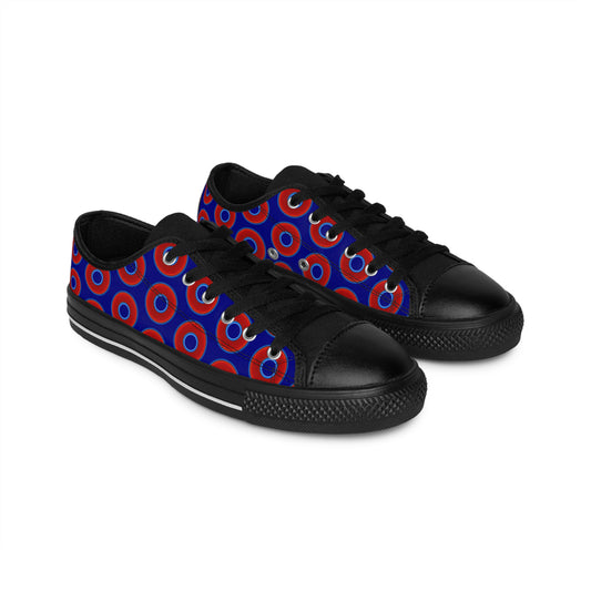 Men's Cushiony Convectors - Low Top - large red vivid donut print w/navy background