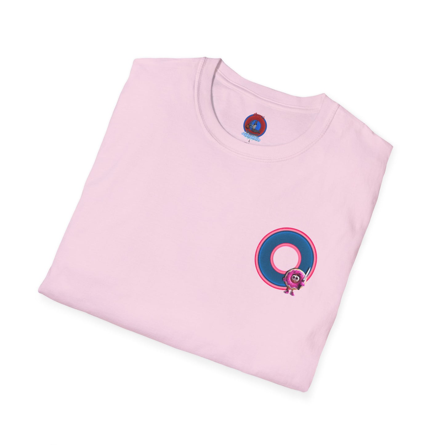 Classic Donut Tee - Unisex Soft-Style - "My Friend the Donut " - series 1.0  - variant 2 - blue/pink donut