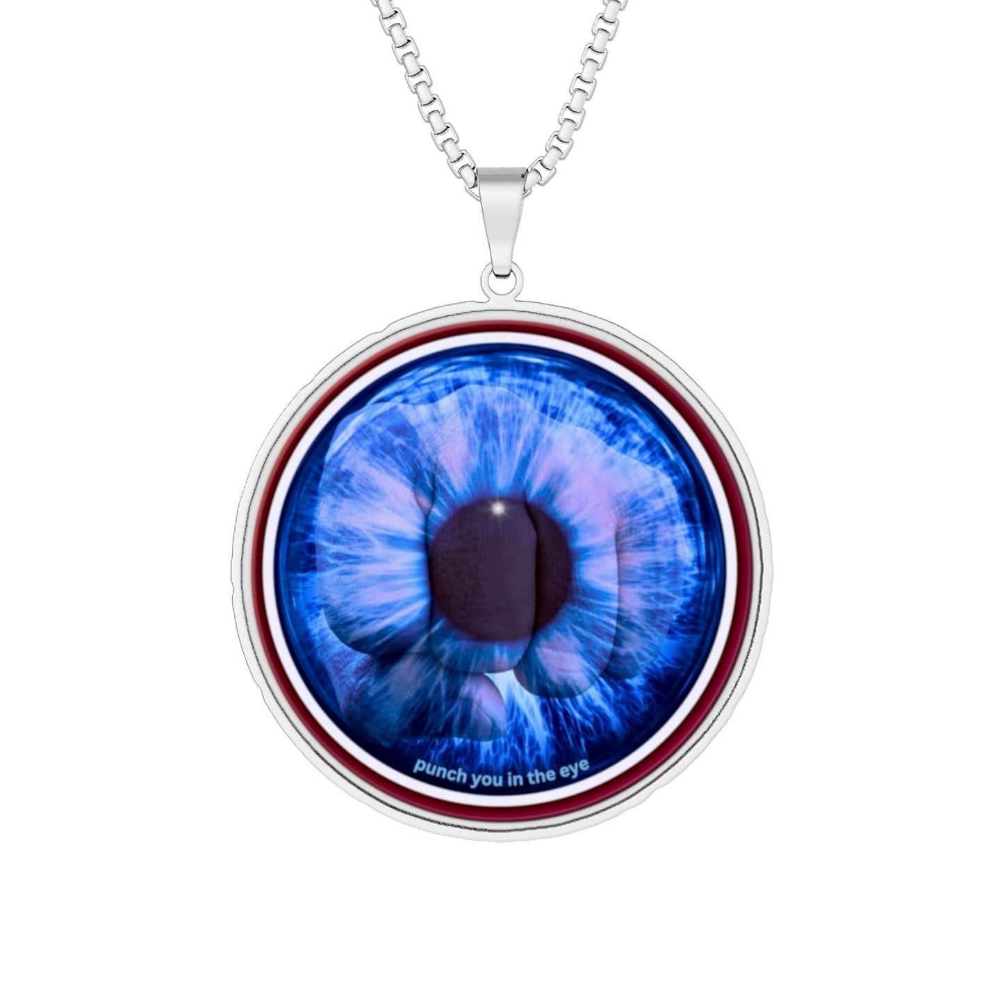 Lump's Heady Donut Necklace - 1" x 1" Stainless Steel Pendant - "Wilson's Eyesore Donut Pendant" - vivid blue idonut - variant 2