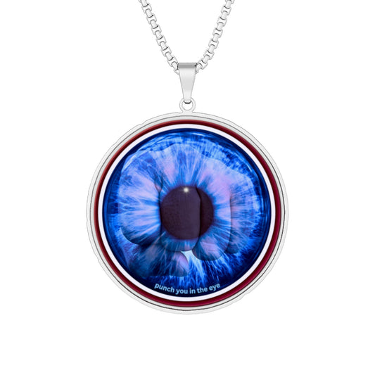 Lump's Heady Donut Necklace - 1" x 1" Stainless Steel Pendant - "Wilson's Eyesore Donut Pendant" - vivid blue idonut - variant 2