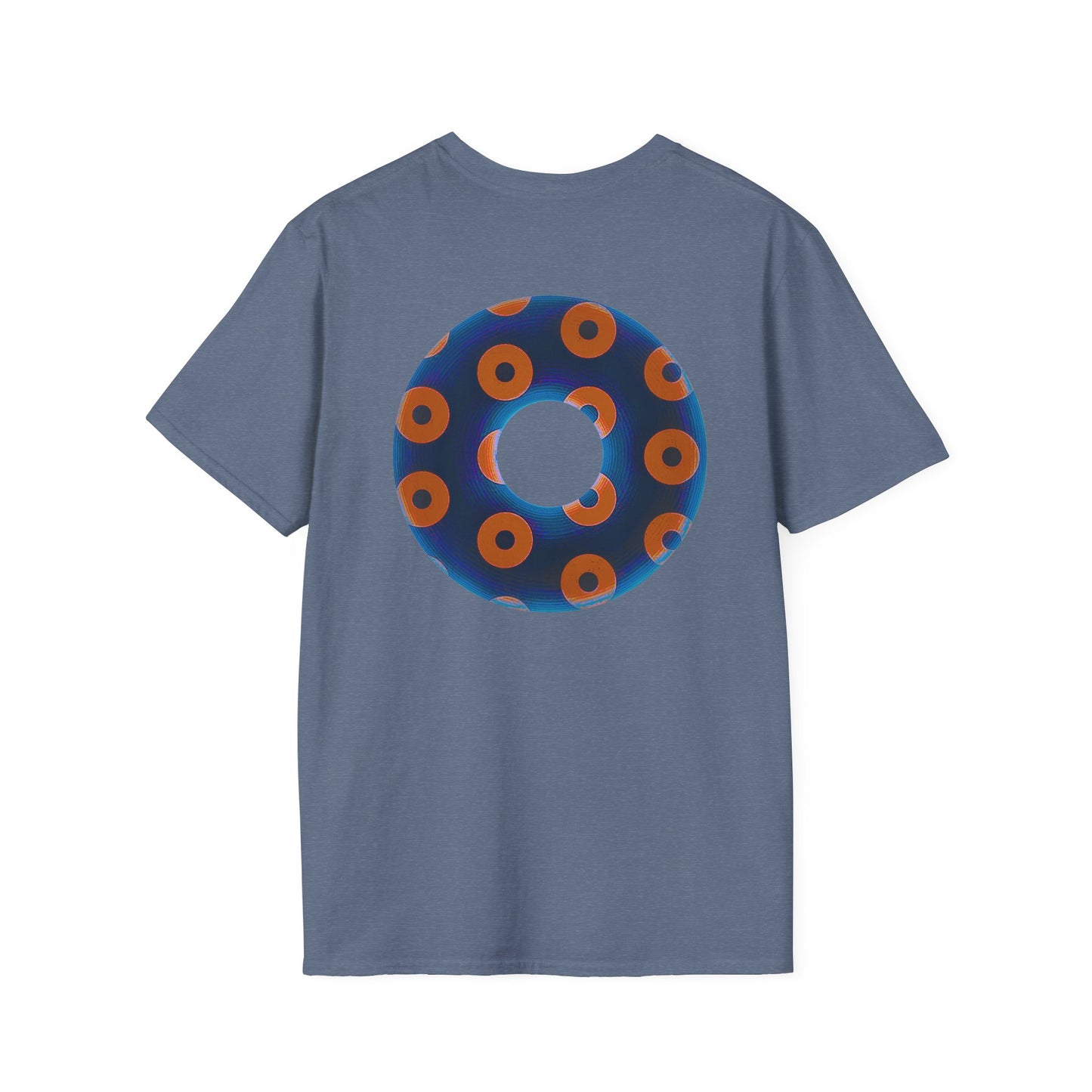 Plain Donuts/Unisex Soft-Style - "Plain Blimpy Paradoxical Donuts" - dark royal blue/orange donuts