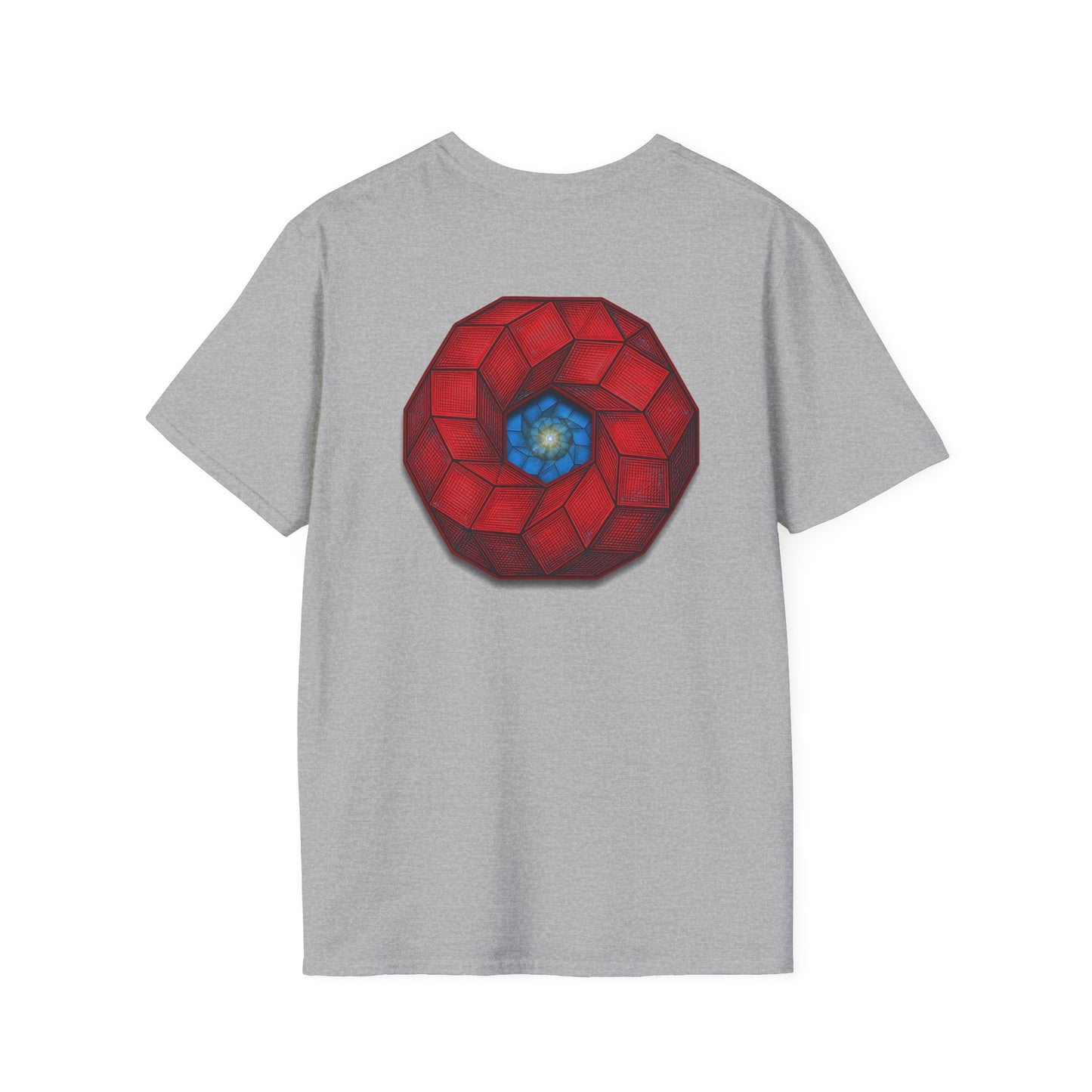 Classic Donut Tee - Unisex Soft-Style - "The 9th Donut" - rustic red/blue cubed donut - variant 1