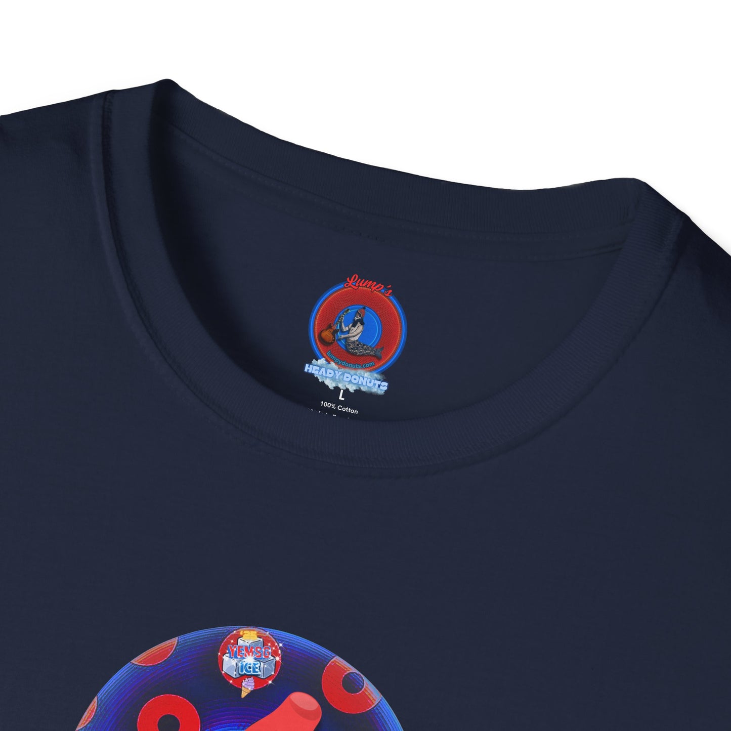 Classic Donut Tee - Unisex Soft-Style - "Blow this Popsicle Stand" - blue/red paradox bomb pop donut - variant 2