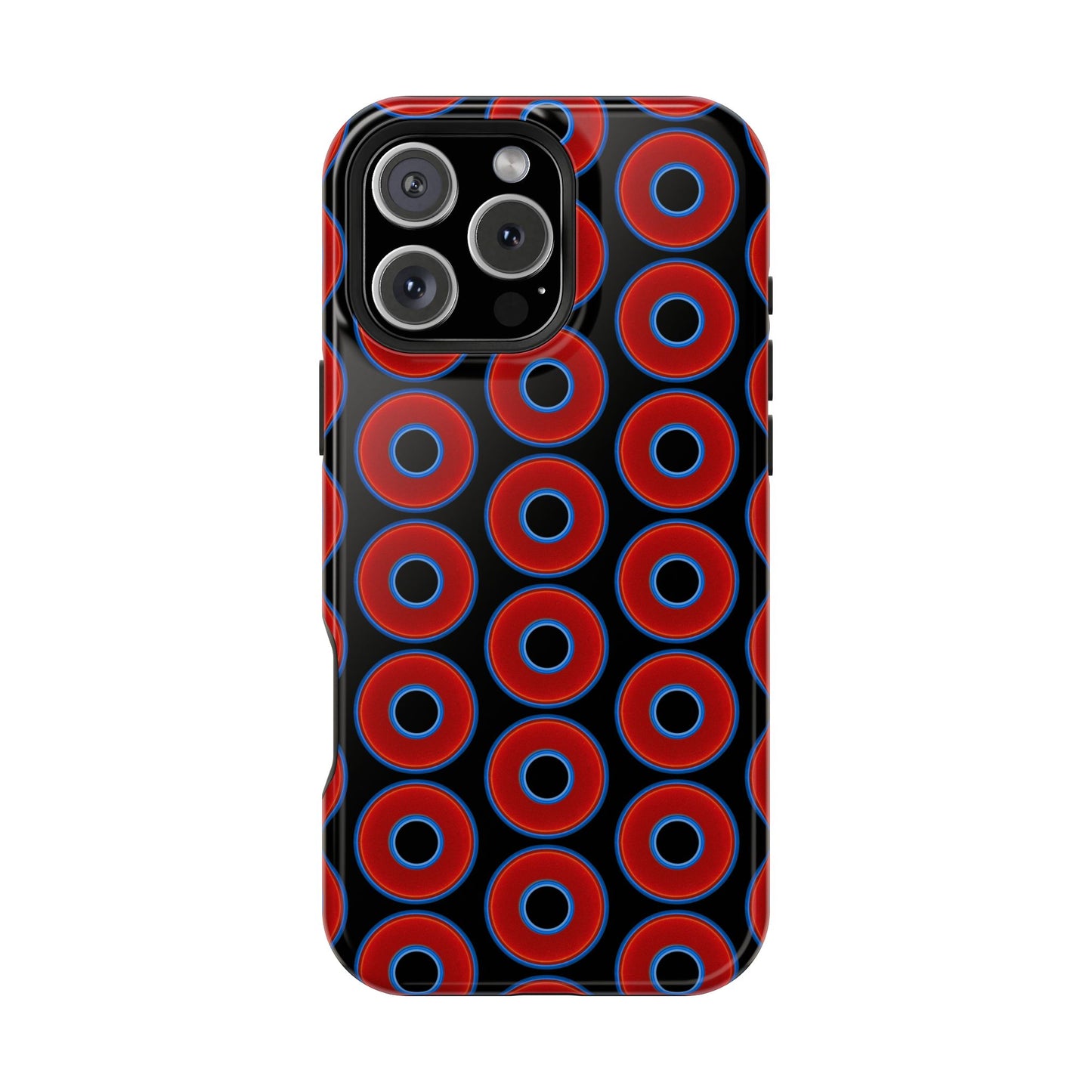 Magnetic Tough Donut Case - red vivid donut print w/black background