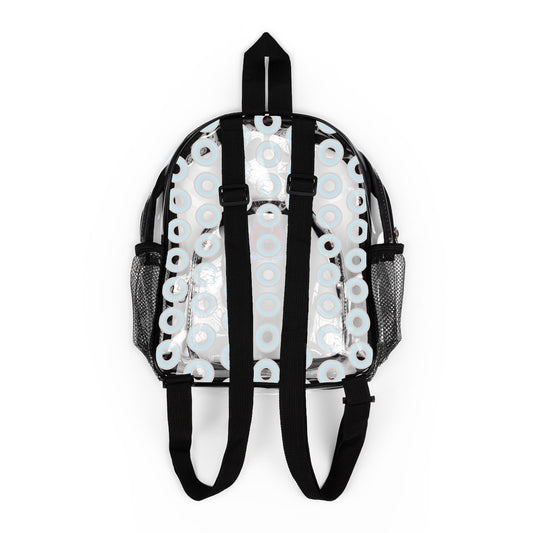Lumpy Clear Pack/Concert Buddy - Plain Rustic Donut Print - turquoise/orange