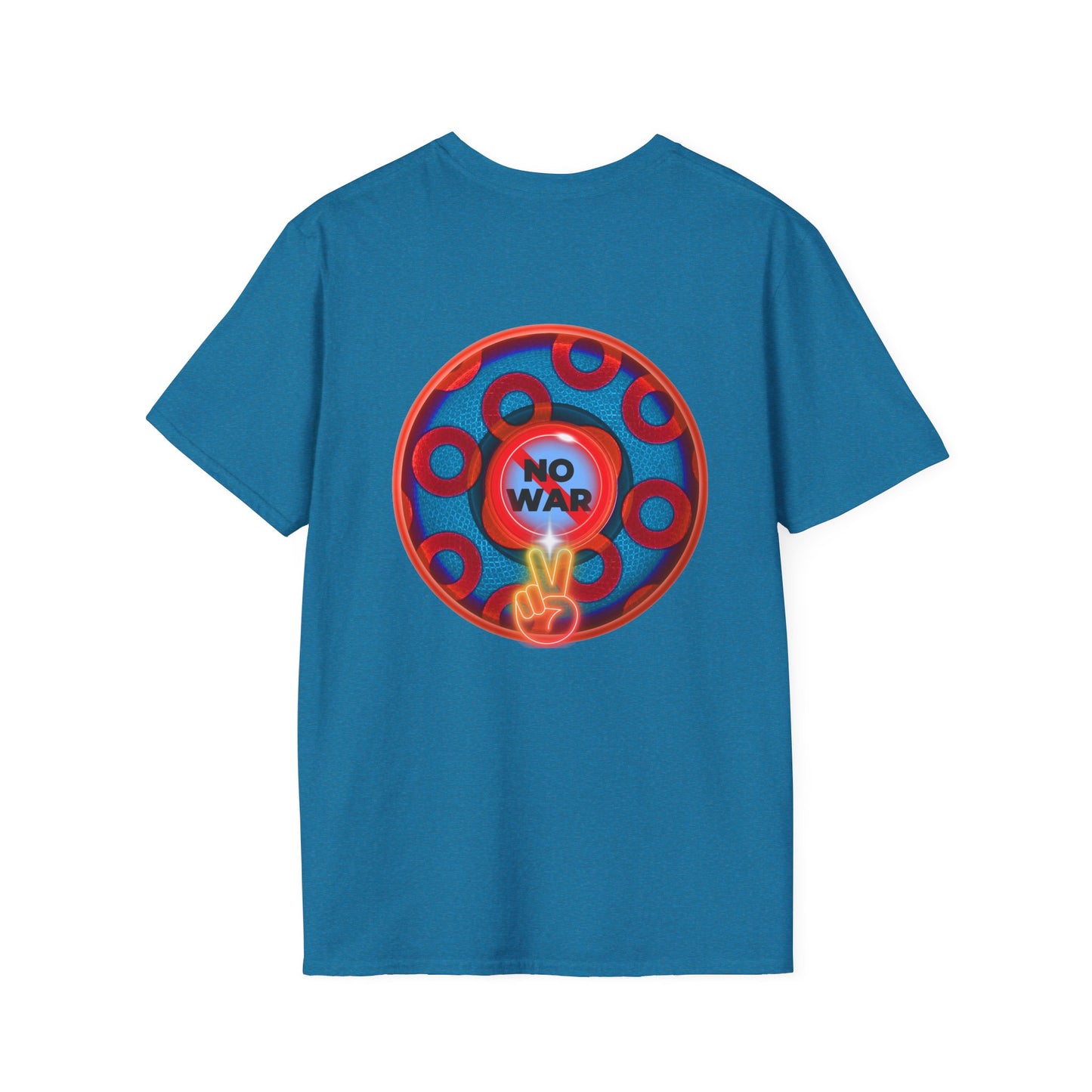 Classic Donut Tee - Unisex Soft-Style - "Peace of Donut" - blue/red paradox donut - [*charitable print - 50% of profit to Alliance for Peacebuilding]